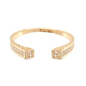 End Pave Square Textured Cuff Bracelet